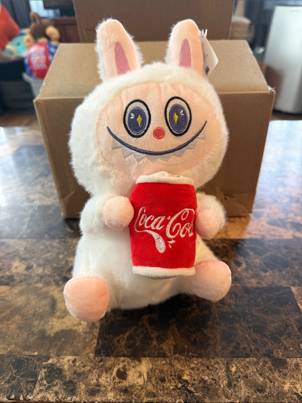 Funko White Bunny Plush with Red Coca-Cola Can